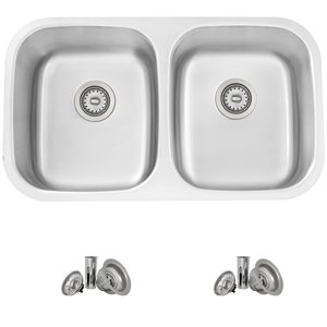 Évier de cuisine double à encastrer Canda Chic de Stylish, 32,25 po x 18,5 po, nickel brossé