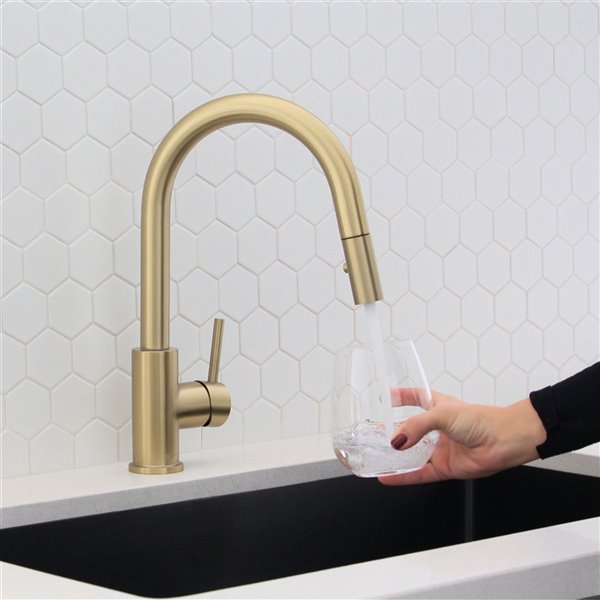 Stylish Modena Gold 1-Handle Deck Mount High-Arc Handle/Lever Kitchen Faucet