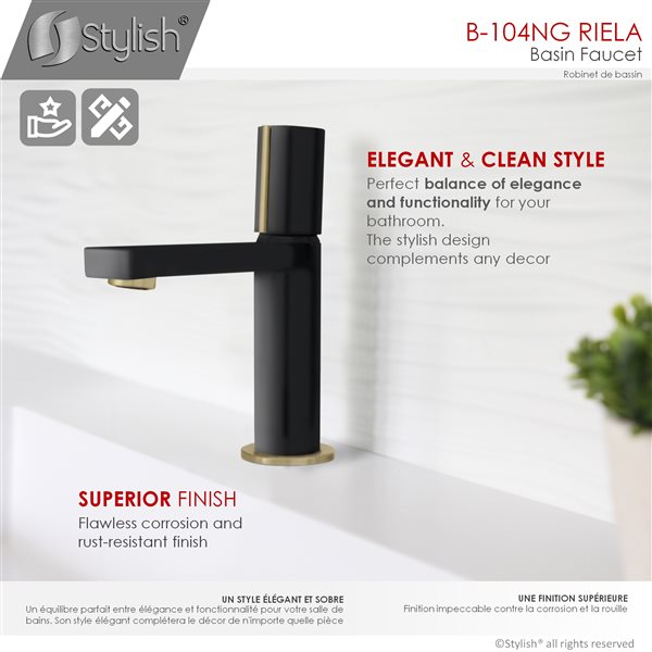 Stylish Single Handle Modern Bathroom Faucet Basin Sink Faucet in Matte Black