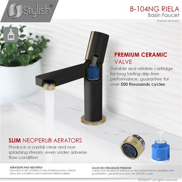 Stylish Single Handle Modern Bathroom Faucet Basin Sink Faucet in Matte Black