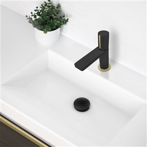 Robinet pour lavabo de salle de bain noir mat et or à 1 poignée Riela par Stylish avec plaque de finition