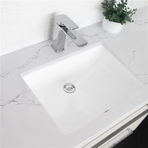 Stylish White Porcelain Undermount, Matte Black Undermount Vanity Sink