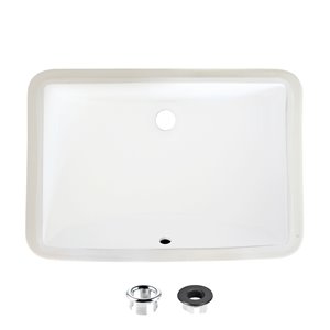 Lavabo de salle de bain rectangulaire en porcelaine blanche de Stylish avec trop-plein noir mat, 21,25 po x 14,5 po