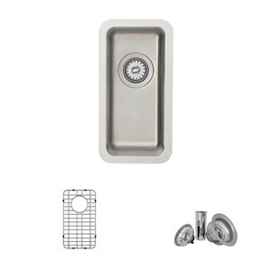 Évier de cuisine simple sous plan Builders Soria de Stylish avec grilles, 9 po x 17,75 po, nickel brossé