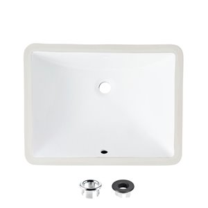 Lavabo de salle de bain rectangulaire en porcelaine blanche de Stylish avec trop-plein noir mat, 20,75 po x 15,5 po
