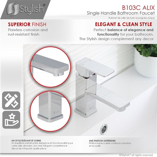 Stylish Single Hole Bathroom Faucet Polished Chrome