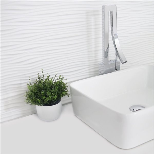 Stylish White Porcelain Vessel Rectangular Bathroom Sink - 18.75-in x 14.5-in