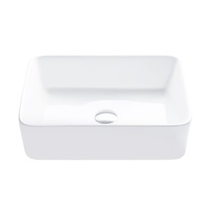 Stylish 18.75-in x 14.5-in White Porcelain Vessel Rectangular Bathroom Sink