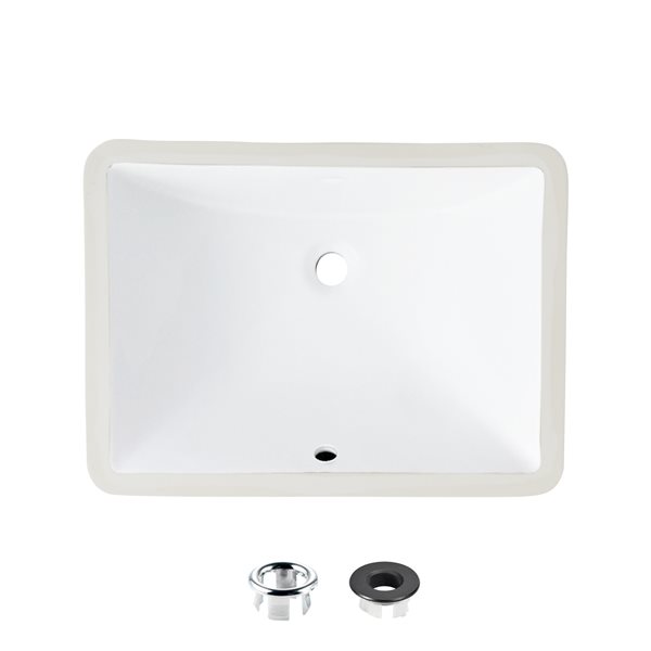 Stylish 18.25-in x 13-in White Porcelain Undermount Rectangular Bathroom Sink with Overflow Drain