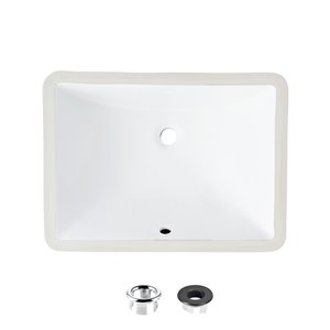 Lavabo de salle de bain rectangulaire en porcelaine blanche de Stylish avec trop-plein, 18,25 po x 13 po