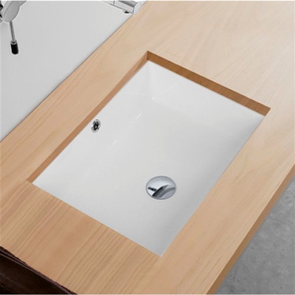 Stylish White Porcelain Undermount Rectangular Bathroom Sink with Overflow Drain - 19.5-in x 15.5-in