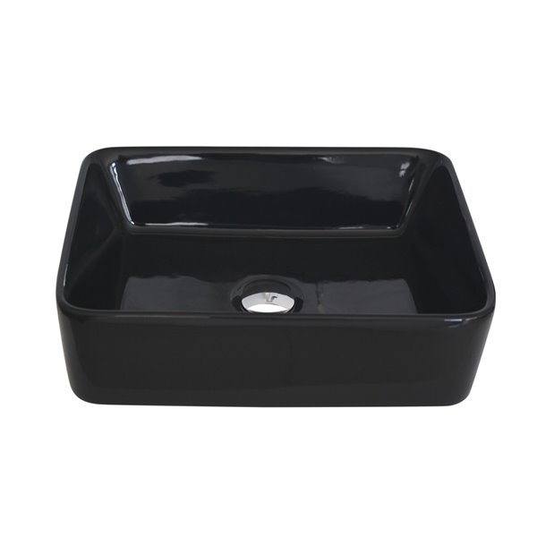 Vasque de salle de bain rectangulaire en porcelaine noire de Stylish, 18,75 po x 14,5 po
