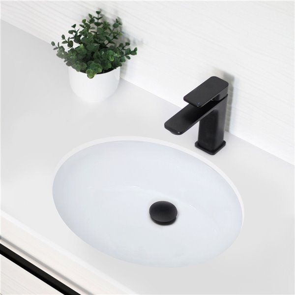 Stylish White Porcelain Undermount Oval Bathroom Sink with Overflow Drain - 19.5-in x 16-in