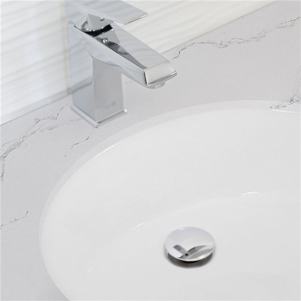 Stylish White Porcelain Undermount Oval Bathroom Sink with Overflow Drain - 19.5-in x 16-in