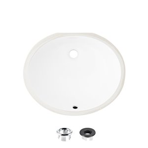 Lavabo de salle de bain ovale en porcelaine blanche de Stylish avec trop-plein, 19,5 po x 16 po