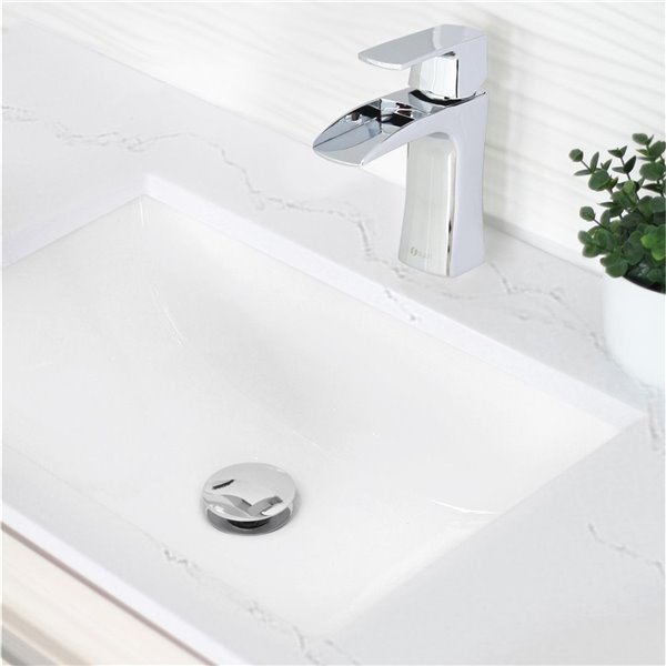 Stylish White Porcelain Undermount Rectangular Bathroom Sink with Overflow Drain - 20.75-in x 15.5-in