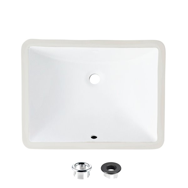 Lavabo de salle de bain rectangulaire en porcelaine blanche de Stylish avec trop-plein, 20,75 po x 15,5 po