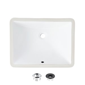 Lavabo de salle de bain rectangulaire en porcelaine blanche de Stylish avec trop-plein, 20,75 po x 15,5 po