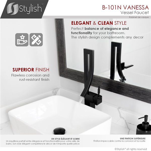 Stylish Modern Single Handle Bathroom Faucet in Matte Black