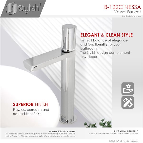 Stylish Single Hole Single-Handle Vessel Bathroom Faucet in Polished Chrome