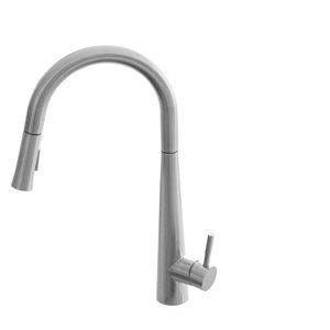 Stylish Kitchen Sink Faucet Single Handle Pull Down Dual Mode Stainless Steel Brushed Finish