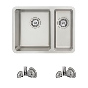 Évier de cuisine double sous plan Builders Lugo de Stylish, 23,75 po x 17,75 po, nickel brossé