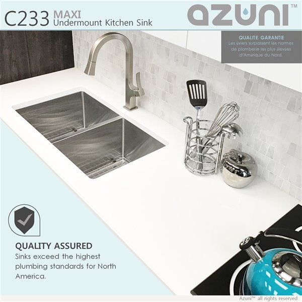 Azuni 32-in Double Bowl Dual-Mount Stainless Steel Kitchen Sink With Trivet