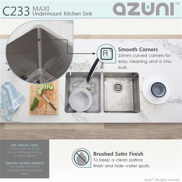 Azuni 32-in Double Bowl Dual-Mount Stainless Steel Kitchen Sink With Trivet