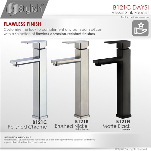 Stylish Single Hole Single-Handle Vessel Bathroom Faucet in Polished Chrome