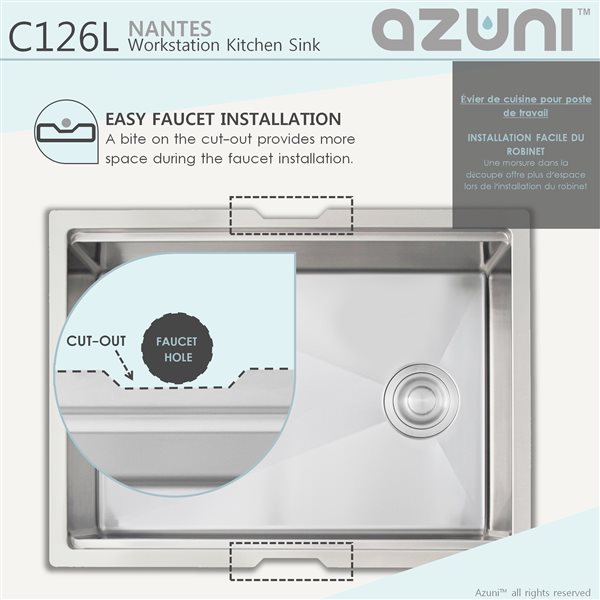 Azuni 25-in Undermount Single Bowl Kitchen Sink Worksation with Accessories