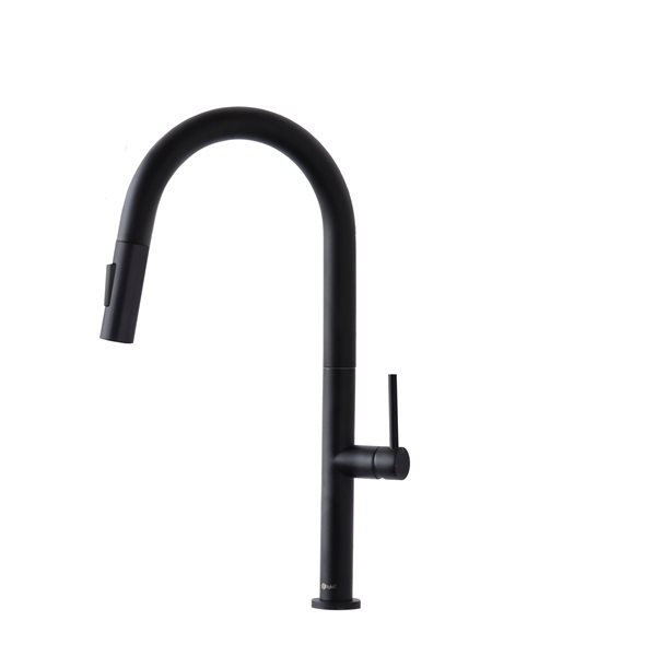 Stylish Catiana Matte Black 1-Handle Deck Mount High-Arc Handle/Lever Kitchen Faucet