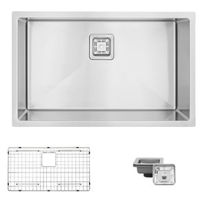 Évier de cuisine simple sous plan Bright d'Azuni, 30 po x 18 po, nickel brossé