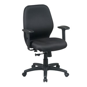 Chaise de travail noire pivotante, ergonomique, à hauteur réglable et dossier à hauteur moyenne de Office Star Products