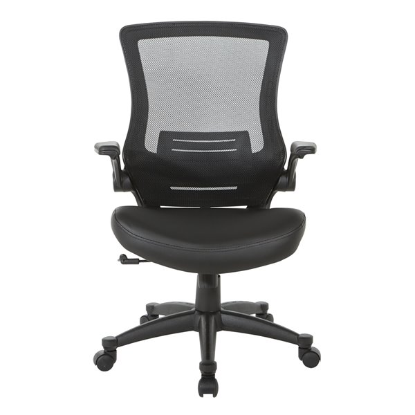 Chaise de cadre noire pivotante, ergonomique et contemporaine, à hauteur réglable avec dossier ajouré de Office Star Products