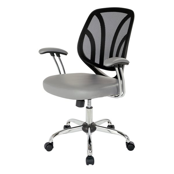 OSP Home Furnishings Grey Contemporary Ergonomic Adjustable Height Swivel Task Chair