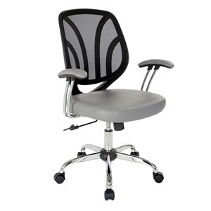 OSP Home Furnishings Grey Contemporary Ergonomic Adjustable Height Swivel Task Chair