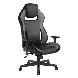 OSP Home Furnishings Boa Grey Contemporary Ergonomic Adjustable Height Swivel Headrest Chair