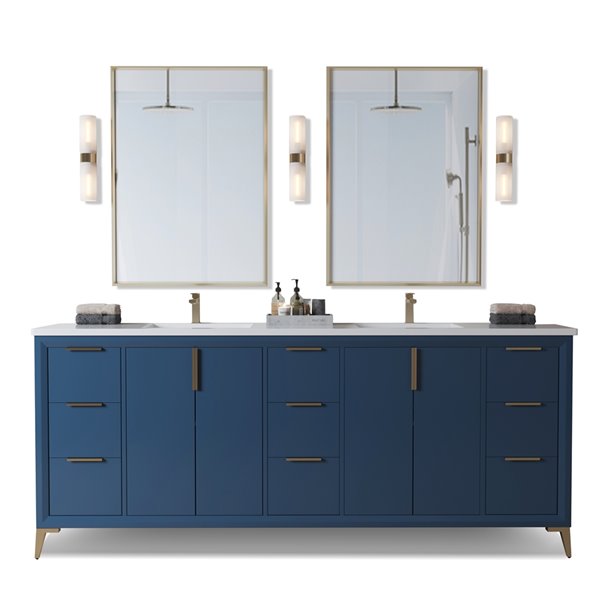 Blue Double Sink Bathroom Vanity, 72 Inch Double Sink Vanity Top Quartz Countertop