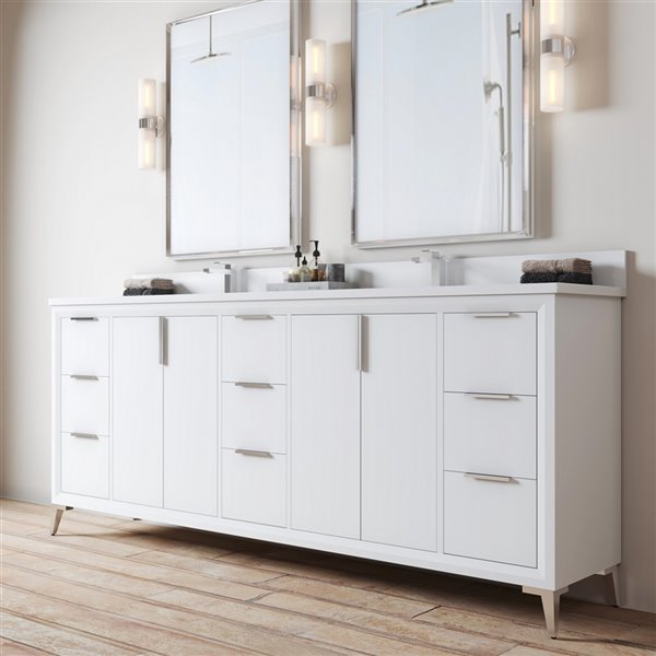 Urban Woodcraft Forest Made Willow 72-in White Double Sink Bathroom ...