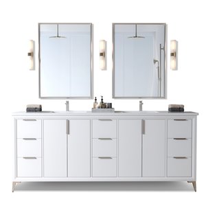 Urban Woodcraft Forest Made Willow 72-in White Double Sink Bathroom Vanity with White Quartz Top