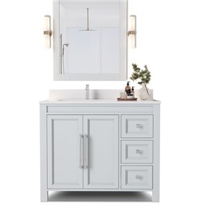 Urban Woodcraft Forest Made Alpine 36-in Grey Single Sink Bathroom Vanity with White Quartz Top