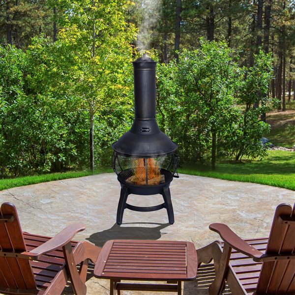 Homerun Garden of Eden 23-in Black with Brushed Gold Steel Wood-burning Fire  Pit 13109-G14-O1B | RONA