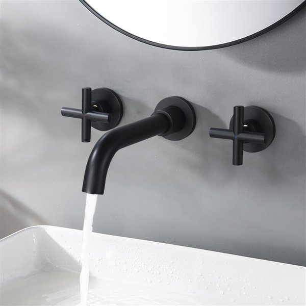 CASA Inc  2-handle Wall-mount Bathroom Sink Faucet in Matte Black