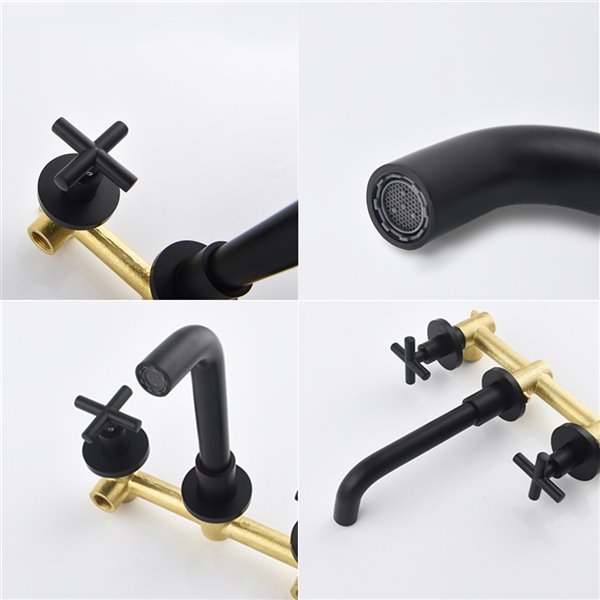 CASA Inc  2-handle Wall-mount Bathroom Sink Faucet in Matte Black