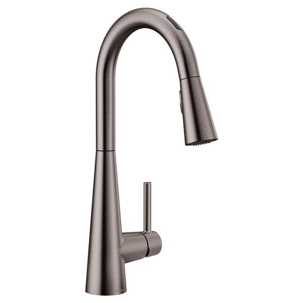MOEN Sleek 1-handle Deck Mount Pull-down Handle/lever Residential Kitchen Faucet - Black/stainless Steel