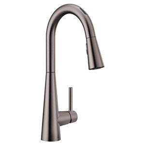 Robinet de cuisine résidentiel Sleek à 1 poignée/levier par Moen, noir/acier inoxydable