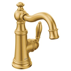 Robinet de lavabo Weymouth à 1 poignée, 1 trou, WaterSense, or brossé, de Moen (drain compris)