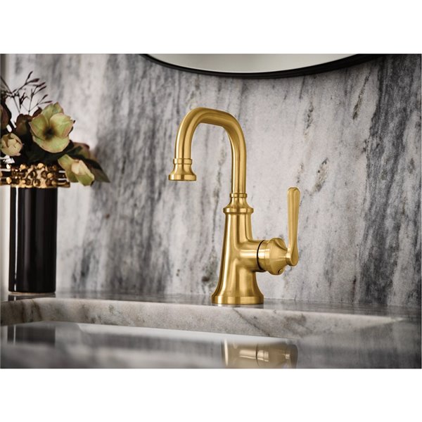 MOEN Colinet Brushed Gold 1-handle Single Hole Bathroom Sink Faucet (Drain Included)