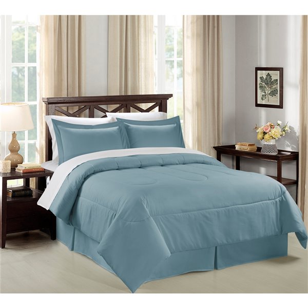 Full Comforter Set 108648 Ltblu D, Light Blue Bedding Set Full