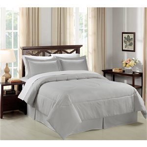Swift Home 8-piece Light Grey Queen Comforter Set